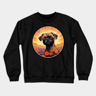 Brussels Griffon Mountain Flower Cute Colorful Puppy Dog Crewneck Sweatshirt